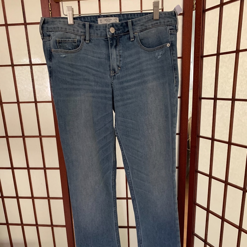 Abercrombie and Fitch distressed mid-rise jeans